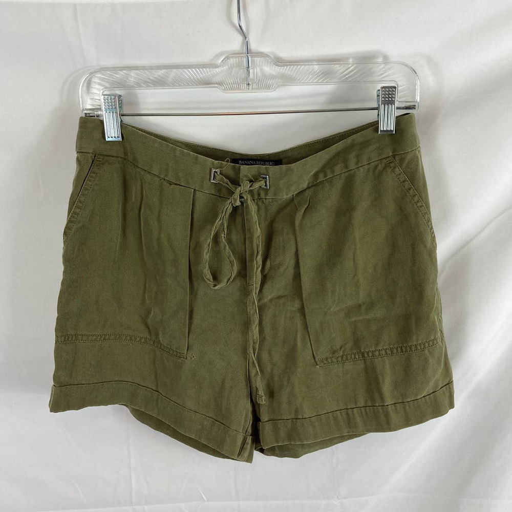 Banana Republic Linen-Blend Olive Tie-Waist Women’s Shorts,Sz 4